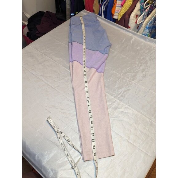 Outdoor Voices Yoga Pant Leggings Size Large Colorblock Blue Purple Pink - Picture 11 of 13